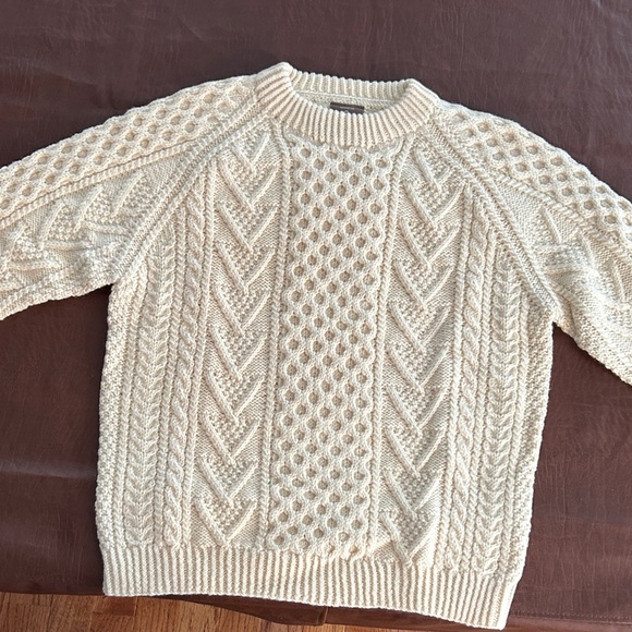 Aran Sweater Market Other - Classic Cream Cable Knit Crewneck Sweater